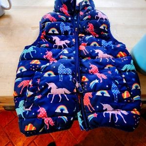 Girls unicorn puffer vest